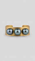 Tahitian Pearl Brushed Gold Cuff Bracelet